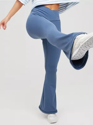 Aerie Crossover High Waist Flare Leggings — Blue thumbnail 1