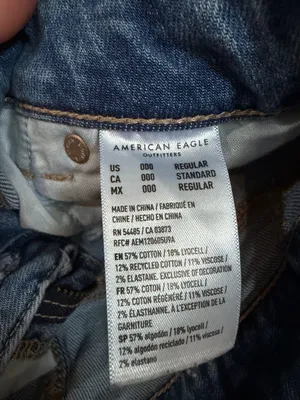 American Eagle Super High Rise Baggy Wide Leg Cargo Jeans Size 000 Medium Wash thumbnail 7
