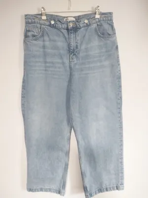 Zara Relaxed Baggy Classic Wide-Leg High Waist Women's Jeans in Light Blue thumbnail 2