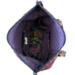 Stephanie Dawn Shoulder Bag Zippered Tote Plum Floral Purse Preppy Boho 14x8x4” thumbnail 8