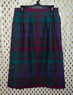 Country suburbans Wool polyester vintage skirt plaid 80s size 12 thumbnail 1
