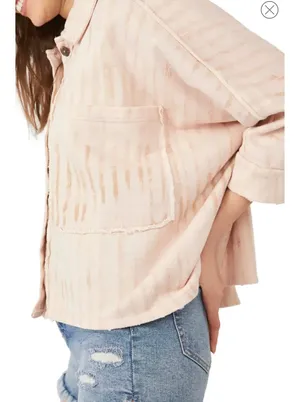 Free People Montauk High/Low Button-Up Shirt Jacket Shacket Tea Combo NWT Size L thumbnail 5