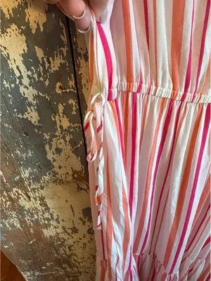 NWOT Single Thread pink and white striped midi dress size Large thumbnail 5