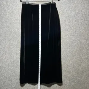 Ann Taylor Loft Black Velvet Maxi Skirt‎ Silk Blend Vintage 90s Size 8 Made USA thumbnail 3