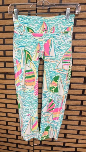 Lilly Pulitzer Luxletic Sailboat Crop Leggings Size XS thumbnail 1