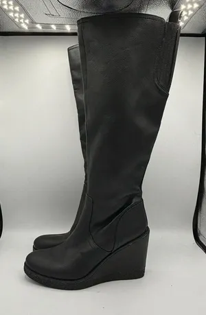 Zodiac Womens IGGY Faux Leather Knee-High Tall Wedge Boots‎ Shoes Sz 7.5 thumbnail 1