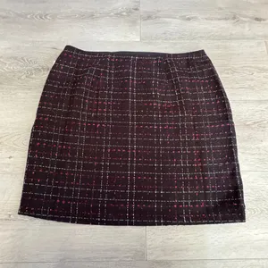 Calvin Klein Womens Tweed Plaid‎ Mini Skirt Black Pink White Size 12 Large NWT thumbnail 4