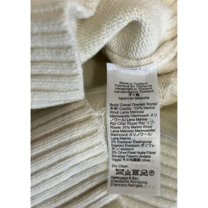 Madewell NWT Women's V‎ Neck Merino Wool Cable Knit Sweater Small Cream Pullover thumbnail 6