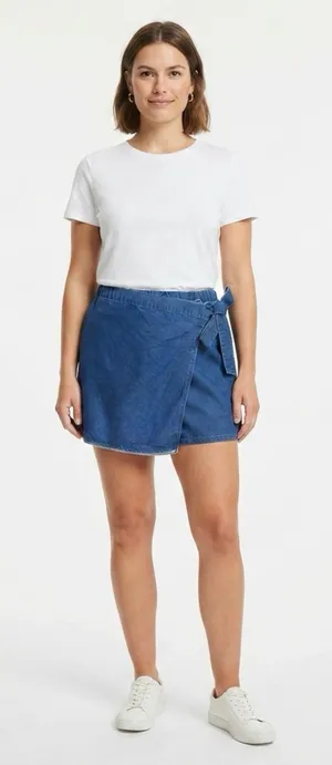 SHEIN Curve Blue Denim Wrap Skort Tie Waist 0XL thumbnail 1