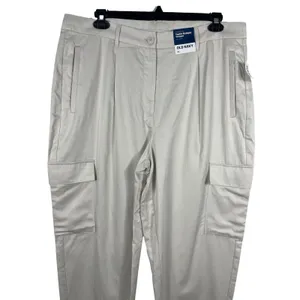 Old Navy Taylor Straight Trouser XL Beige Extra High Rise Baggy Cargo Pants NWT thumbnail 2