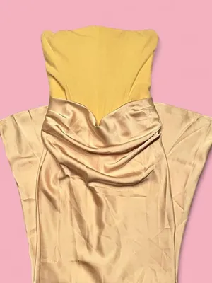 almond muse rosalind baby yellow/gold satin maxi dress with corset top thumbnail 4
