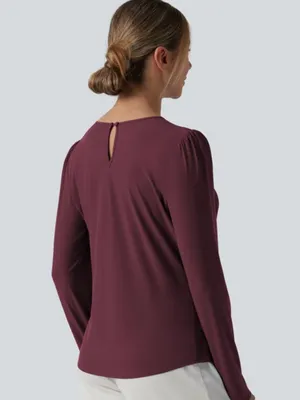 Halara Breezeful™ Round Neck Long Sleeve Keyhole Back Quick Dry Casual Top thumbnail 6