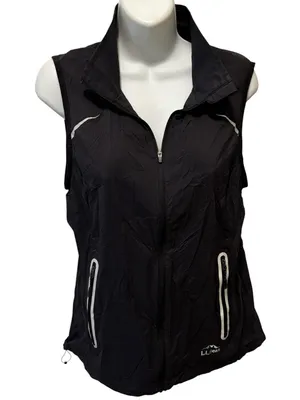 L.L. Bean Lightweight All~Sport Nylon Vest Sz S Reg Black Reflective Running thumbnail 1