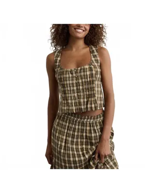 AE Pintuck Corset Tank Top American Eagle NWT Green Size Small thumbnail 6