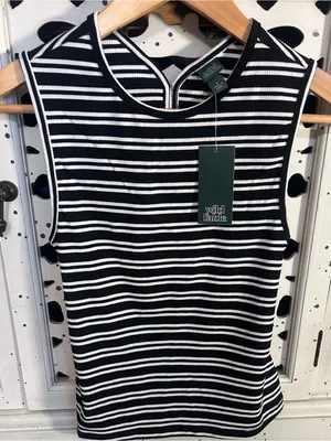 NWT Wild Fable Women’s Black White Striped Sleeveless Tank Top Size S thumbnail 2
