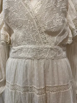 LOVESHACKFANCY Simonna Embroiled Ruffled Silk Mini Dress Size 6 thumbnail 4