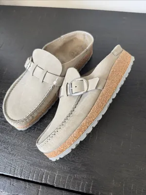 Birkenstock Buckley Suede Closed-Toe Slip On Sandals Grey Women's Size 39 -9 thumbnail 2