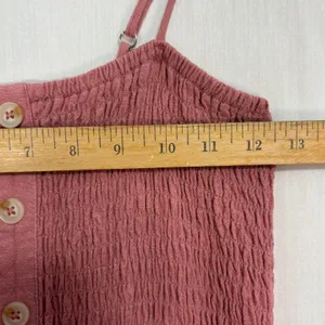 One Clothing Smocked Sundress Womens L Pink Button Up Linen‎ Blend Boho Cottage thumbnail 5