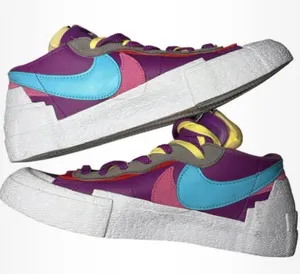 Women's Nike x KAWS Sacai Blazer Low Sneakers Purple Blue Multi-Color thumbnail 1