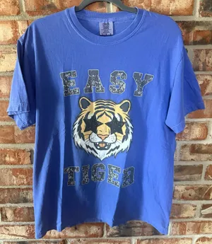 Comfort Colors Flo Blue 'Easy Tiger' Graphic Tee thumbnail 1