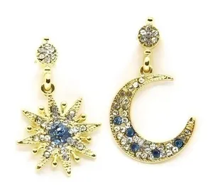 Star and Moon Mismatched Earrings Gold thumbnail 1