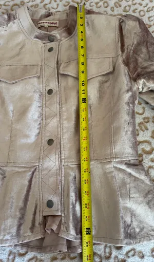 Free People Ballet Racer Jacket Cropped Velvet Ruffled Champagne Rose Size: XL thumbnail 8