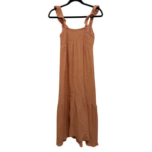 100% Cotton Gauzy Coastal Boho Pink Hem & Thread Midi Dress Size Small thumbnail 4