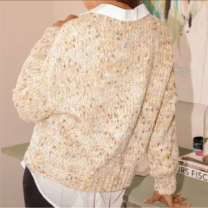 Lulu's Keep You Warm Beige Multi Chunky Knit Sweater Size Large thumbnail 3