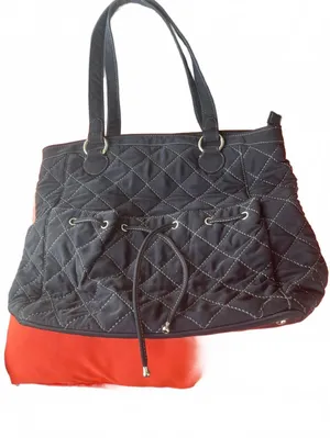 Vera Bradley tremendous tote quilted black w external pockets & drawstring nwot thumbnail 1