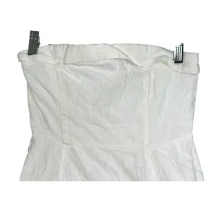 Abercrombie & Fitch White Linen Blend Smocked Strapless Mini Dress Women Size XS thumbnail 6