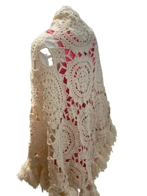 Free People wms cream beige crochet bohemian cardigan cover shawl OS SKU 10-792 thumbnail 4