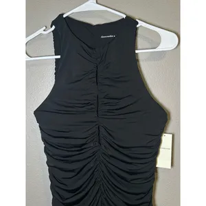 NEW Abercrombie & Fitch Black Keyhole Ruched Mini Dress Women’s Size Small thumbnail 3
