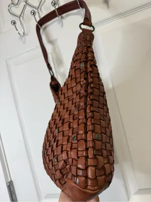 HARBOUR 2nd Braided leather shoulder bag Tuula model from in cognac color thumbnail 5