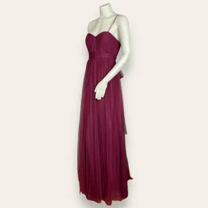 Jenny Yoo‎ Formal Dress Prom Tulle Bridesmaid Size 4 Wine Hollywood Gown Classic thumbnail 2