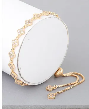 Jeweled Clover Chain Bracelet Gold thumbnail 2