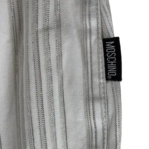 MOSCHINO White and Silver Stripe Cotton Blend Cropped Pants Size 8 thumbnail 4