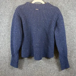 PrAna Chunky‎ Knitted Lambswool Cedric Sweater Nautical Navy Blue Size M Women's thumbnail 6