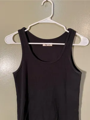 American Giant Women's Size XS Tank Top Black Ribbed‎ Scoop Neck Stretch Cotton thumbnail 2