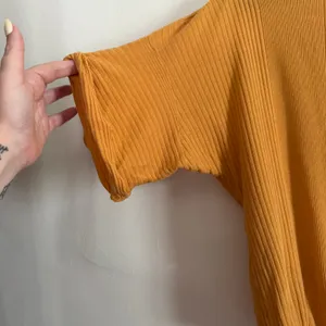 FREE PEOPLE FP Beach Mustard Yellow Ribbed Cinch waist Short Sleeve Top Medium thumbnail 3