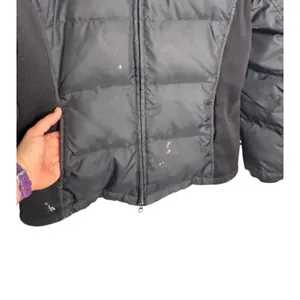 Old Navy Puffer Coat Size Medium Black Side Panels Vintage Down Feather FLAWED thumbnail 8