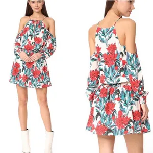Anthropologie Chloe Oliver | Floral Silk Serena Cold Shoulder Dress Size Medium thumbnail 2