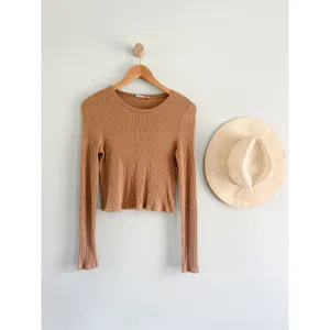 Reformation | Jackie Ribbed Long Sleeve Top in Buff Tan | Est. Sz M thumbnail 2