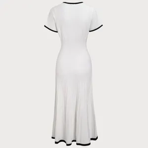 Rihoas Women's White Contrasting Sweater Midi Dress thumbnail 8