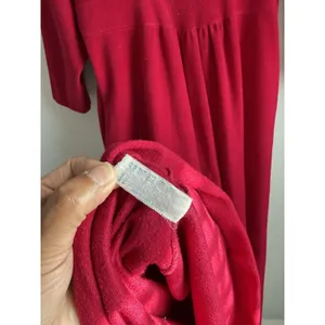 Vtg Vanity Fair Velour Maxi Robe Gown Red Gold Embroidered Zip Housecoat Large thumbnail 11