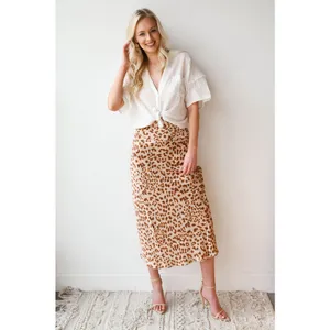 Free People Leopard‎ Print Midi Skirt US 4 Fall Slip Lightweight thumbnail 4