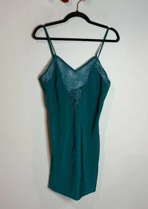Vintage Victoria's Secret Gold Label teal lacy camisole slip thumbnail 1