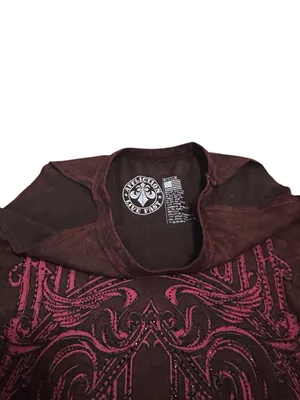 Affliction Long Sleeve Graphic Tee 'LIVE FAST' Rhinestones Y2K Grunge Mall Goth thumbnail 3