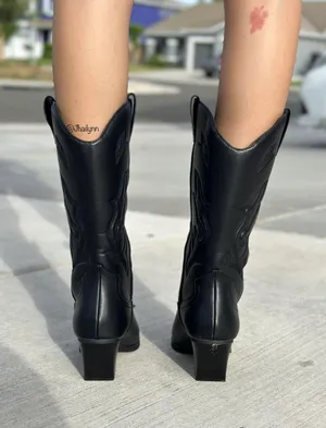 Soda Black Stitched Cowboy Boots thumbnail 4