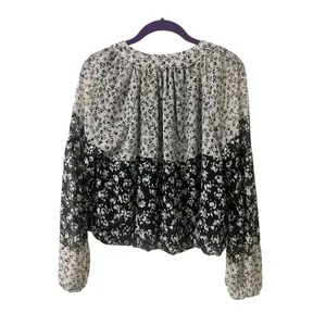 Joie blouse black and white multi print floral sz Large thumbnail 2