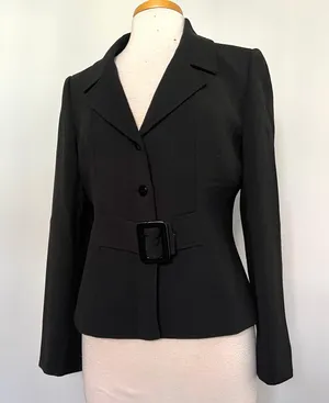 Arthur S Levine Black Belted Jacket Blazer thumbnail 1